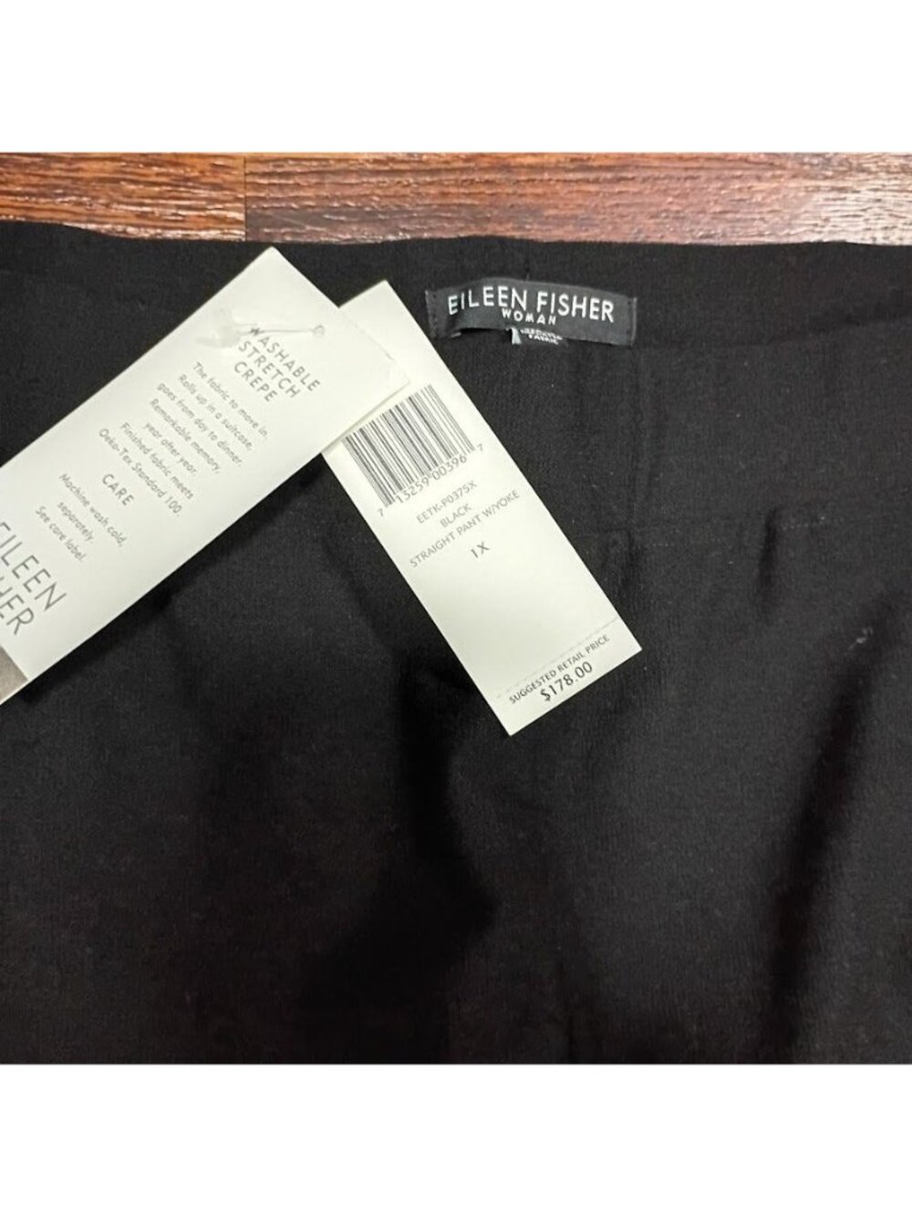 Eileen Fisher Womens Washable Stretch Crepe Straight Pants Black Size 1X Oeko - Picture 5 of 14